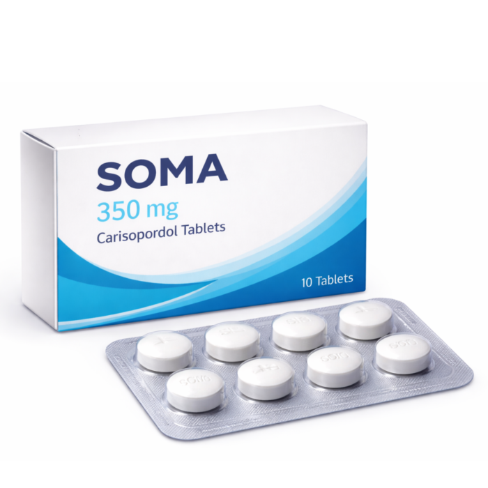 Soma Carisoprodol Tablets – Muscle Relaxant Support Generic Carisoprodol tablets blister pack for muscle pain and spasm relief